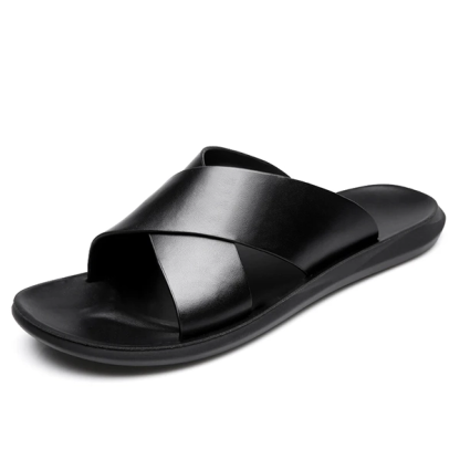 Men’s Genuine Leather Slippers Summer Cross Sandals