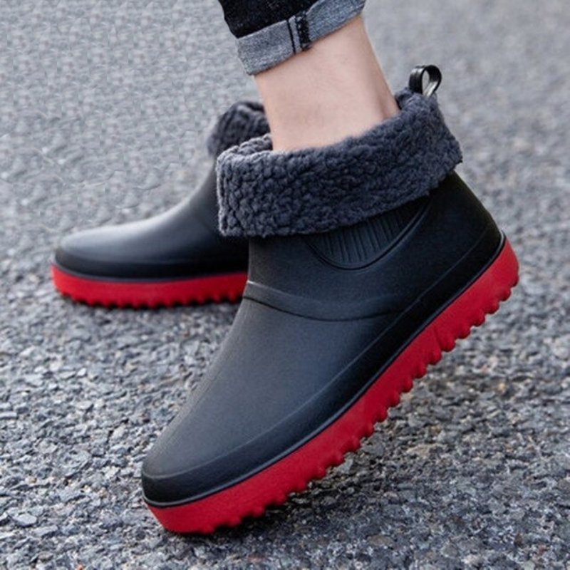 Fishing Plush Ankle Boots PU Waterproof Orthopedic Shoes For Men