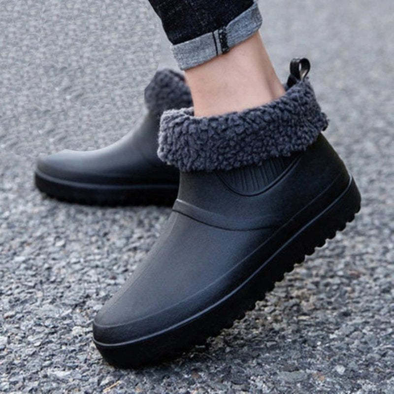 Fishing Plush Ankle Boots PU Waterproof Orthopedic Shoes For Men