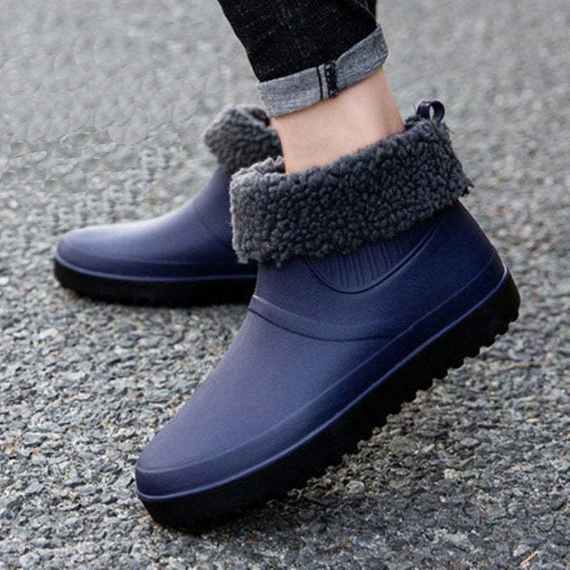 Fishing Plush Ankle Boots PU Waterproof Orthopedic Shoes For Men