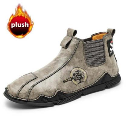Men Plush Ankle Boots Premium Leather Casual Orthopedic Shoes