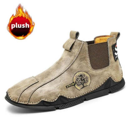 Men Plush Ankle Boots Premium Leather Casual Orthopedic Shoes