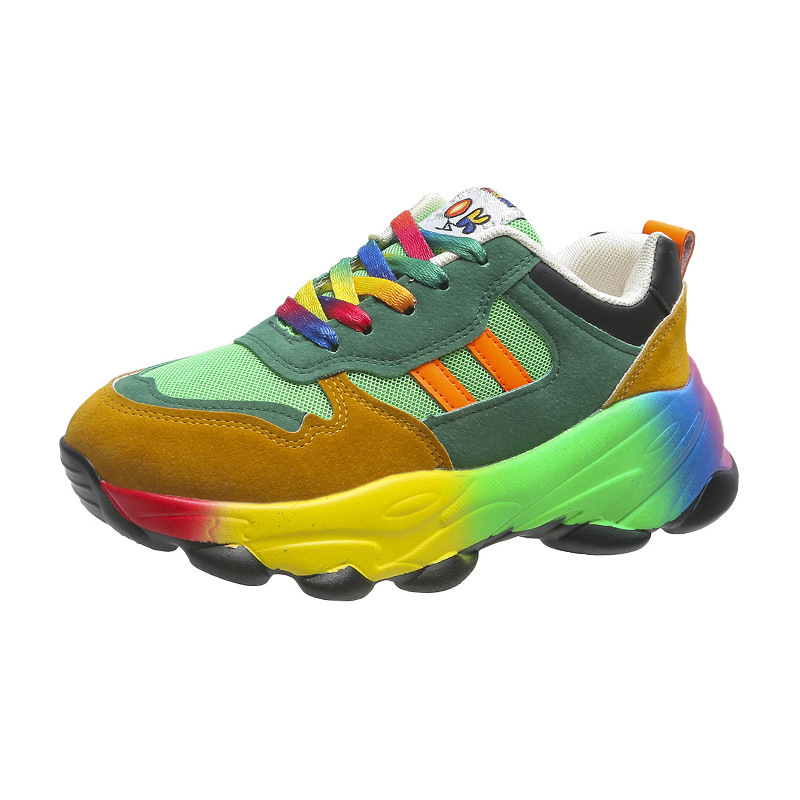 Colorblock Lace-up Platform Sneakers