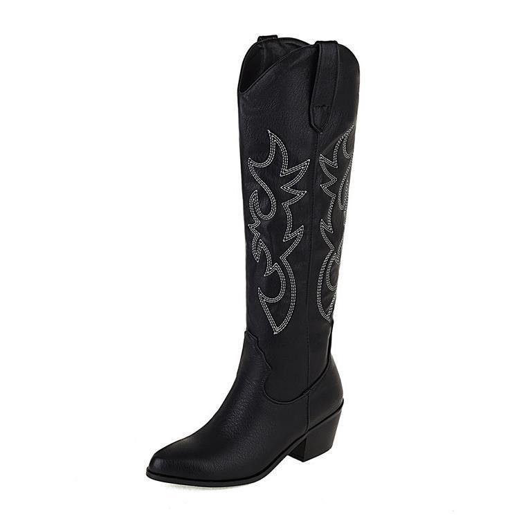 Urson White Pointed-Toe Knee High Boots