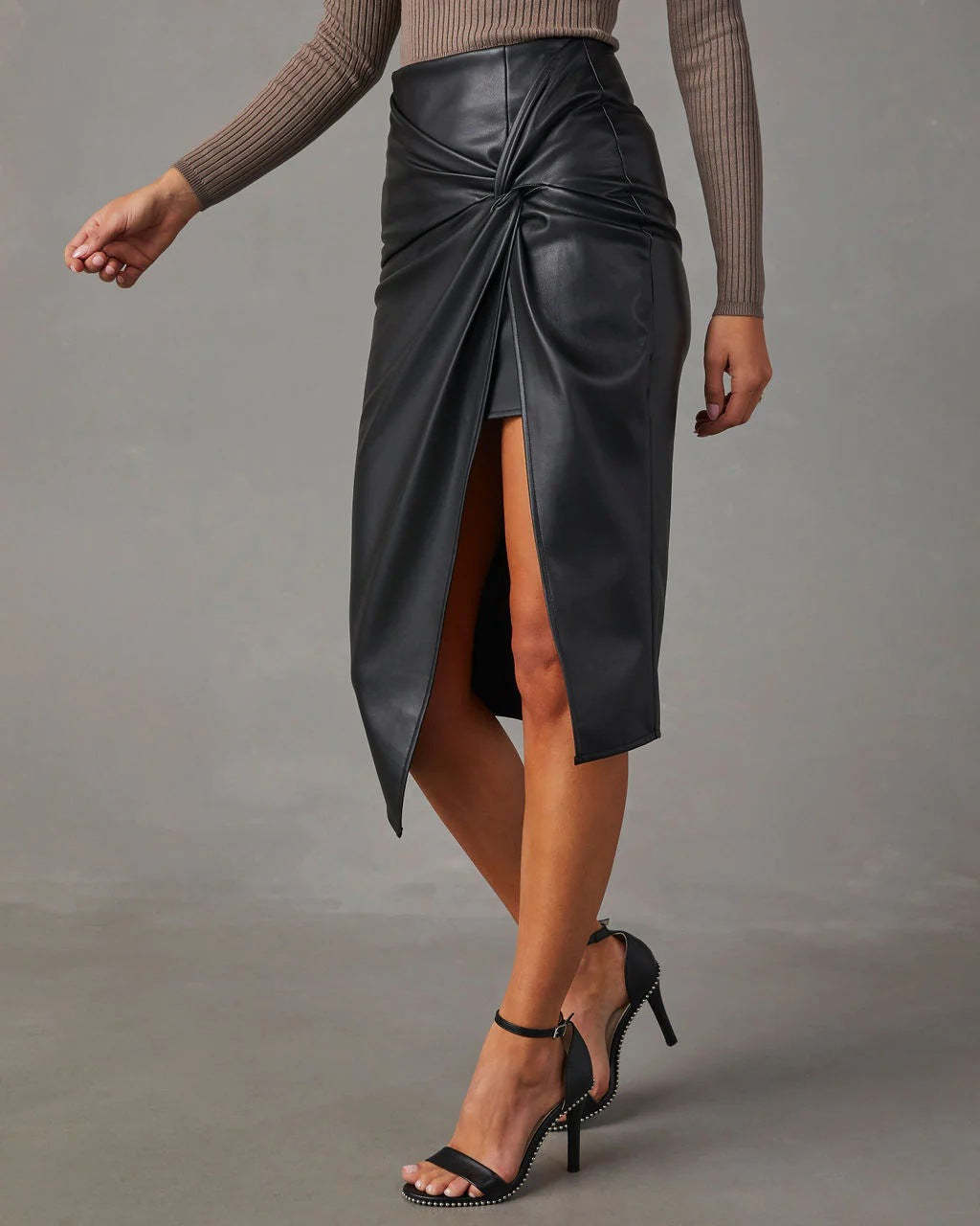 Asymmetrical Vegan Leather Skirt