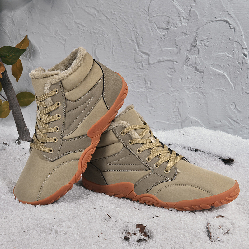 Mens Womens Winter Hiking Boots Wide Toe Box Warm Snow Boots Minimalist Barefoot Boots Zero Drop Sole Waterproof Non-Slip Ankle Booties