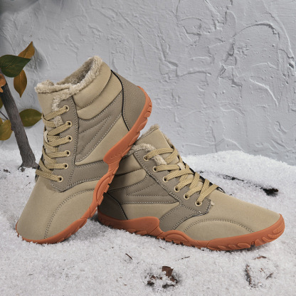 Mens Womens Winter Hiking Boots Wide Toe Box Warm Snow Boots Minimalist Barefoot Boots Zero Drop Sole Waterproof Non-Slip Ankle Booties