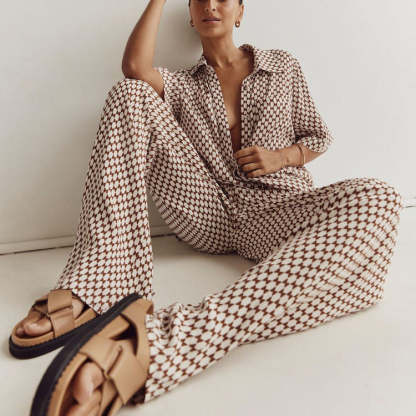 Geometric Print Shirt & Trousers Set