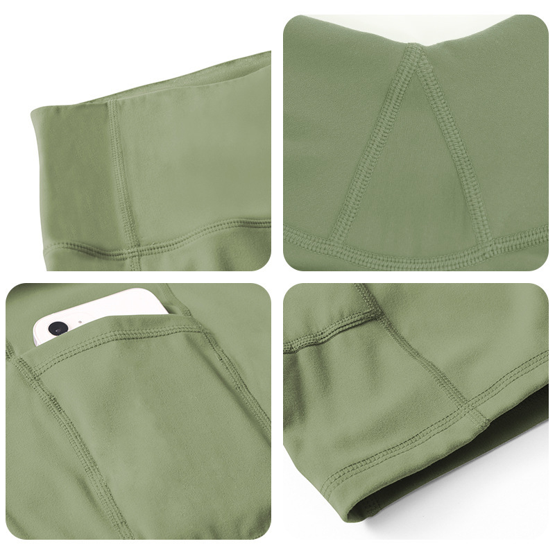 High Waisted Side Pocket Plain Biker Shorts