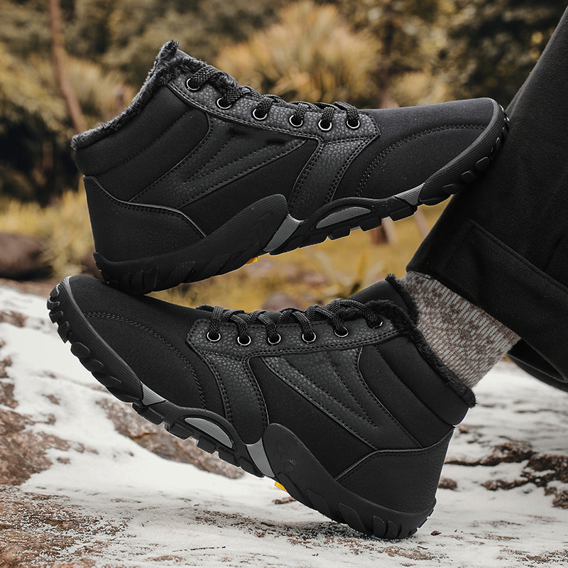 Mens Womens Winter Hiking Boots Wide Toe Box Warm Snow Boots Minimalist Barefoot Boots Zero Drop Sole Waterproof Non-Slip Ankle Booties