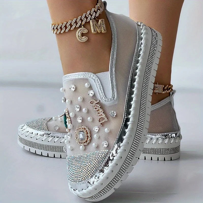 Flat Bottom Comfortable Rhinestone Shoes