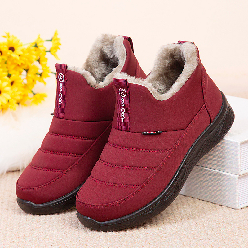 Ladies Snow Boots Winter Shoes for Women Fur Lining Warm Winter Ankle Boots Outdoor Zipper Waterproof Slip On Comfortable Shoes