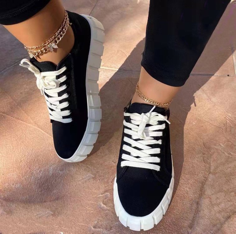 Camouflage Print Platform Lace-up Canvas Sneakers