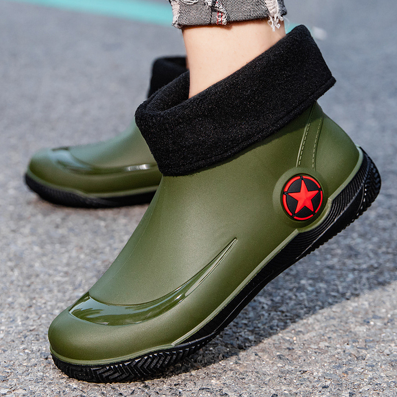 Fashionable Adult Short Rain Boots, Waterproof Unisex Ankle Shoes, Anti-Slip Durable Rubber Footwear, Stylish Kitchen Water Boots For Men And Women