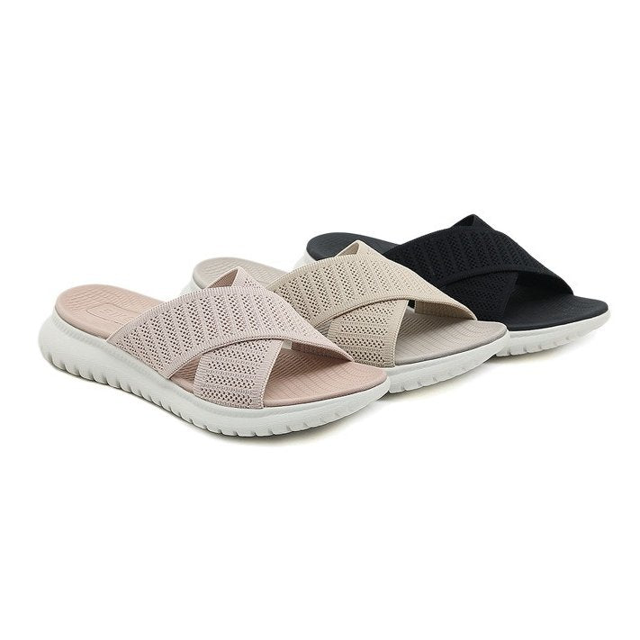 Women Orthopedic Sandals Mesh Anti-slip Broad Strap Beach Flat Sildes