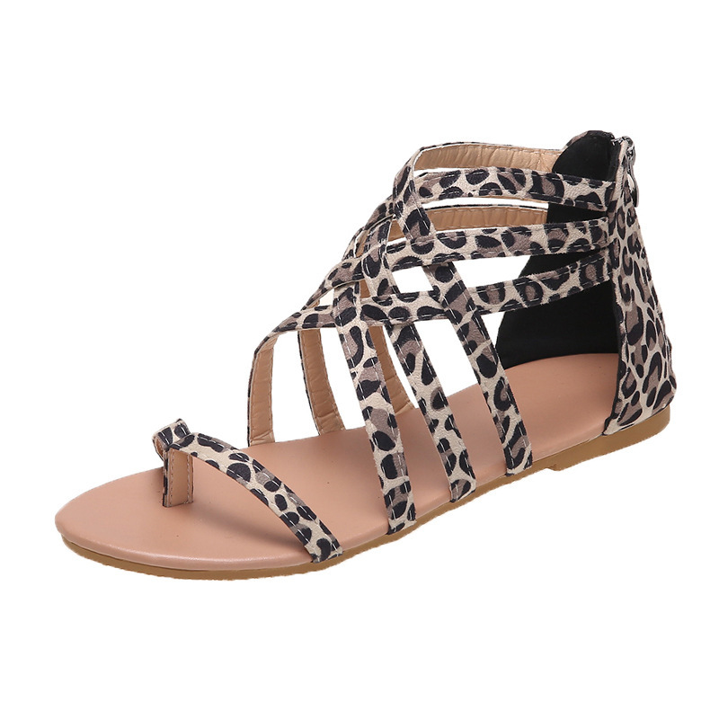 Women's Summer Cross-Tied Zipper Flat Sandals