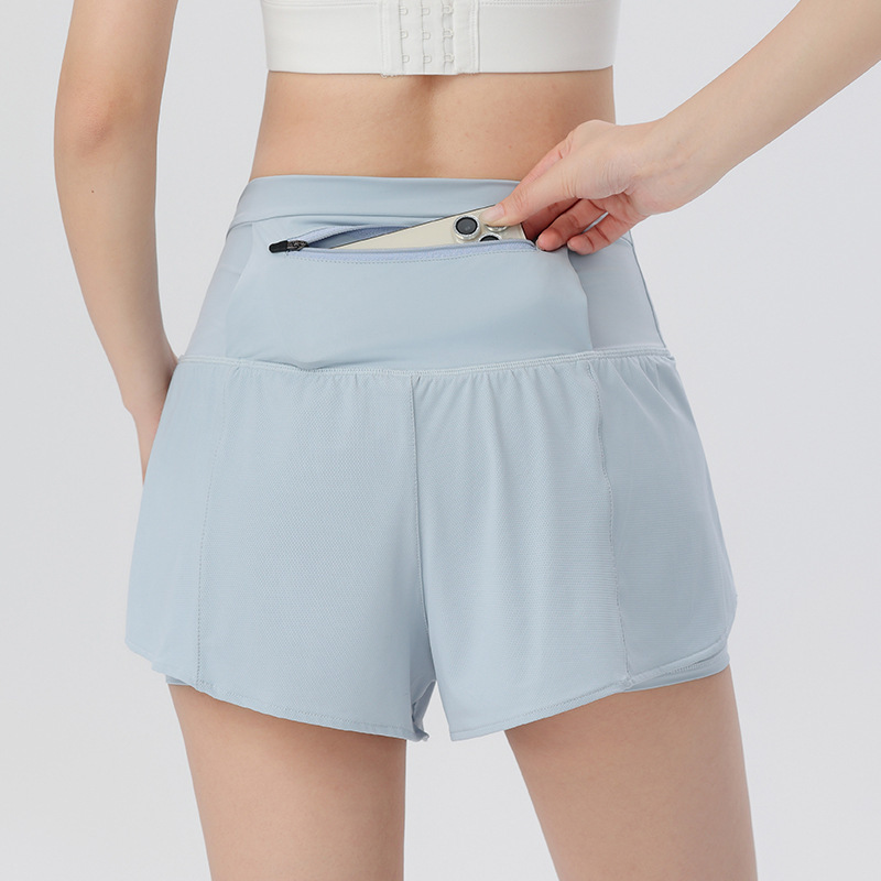 Super High Waisted Back Pocket & Side Hidden Pocket 2-in-1 Yoga Shorts