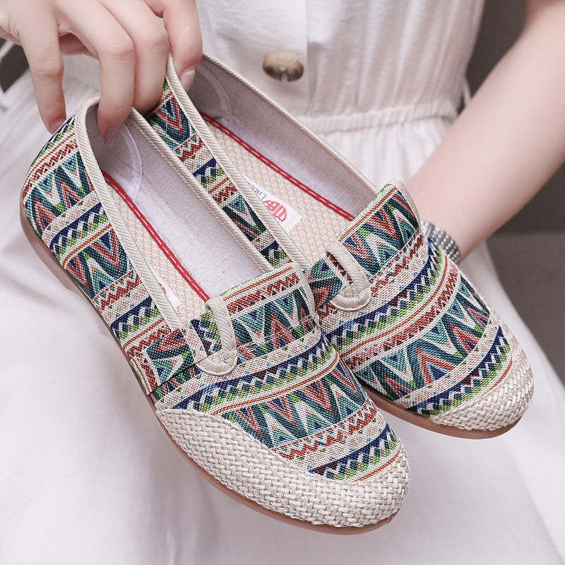 Owlkay Spring New Women's Shoes Soft Sole Non-slip Canvas Shoes Women's Shoes Beef Tendon Sole Mother's Shoes