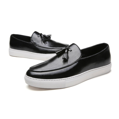 Men’s Slip-On Loafers - Leather Upper - Tassel Detail - Comfortable Rubber Sole