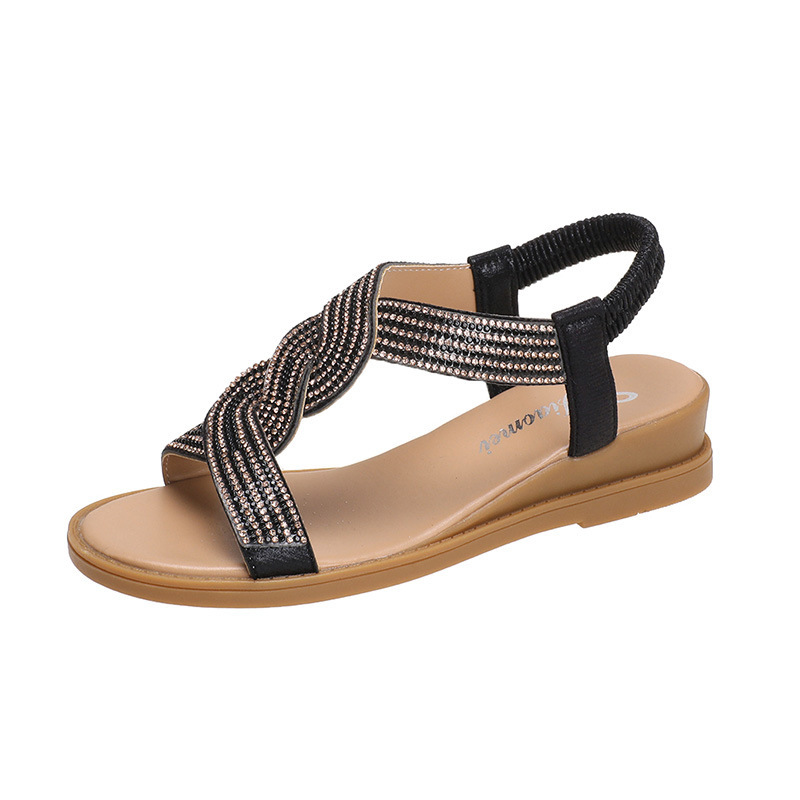 Rhinestone Wedge Sandals