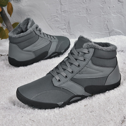 Mens Womens Winter Hiking Boots Wide Toe Box Warm Snow Boots Minimalist Barefoot Boots Zero Drop Sole Waterproof Non-Slip Ankle Booties
