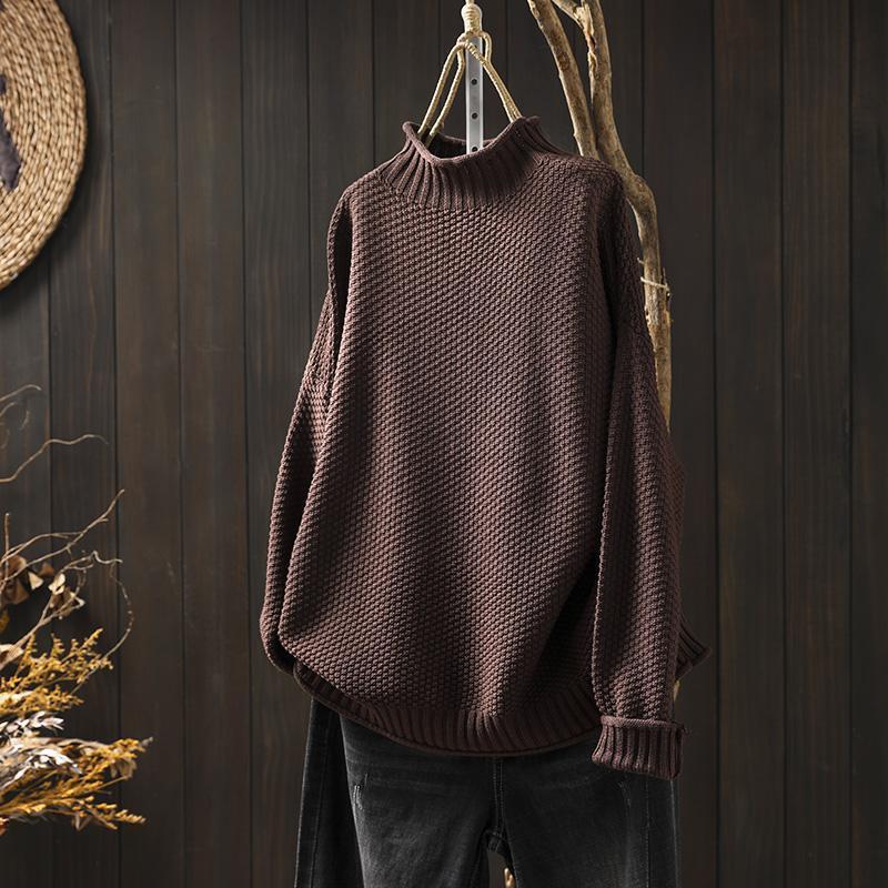 Cosy Knitted Sweater With High-Neck For Women