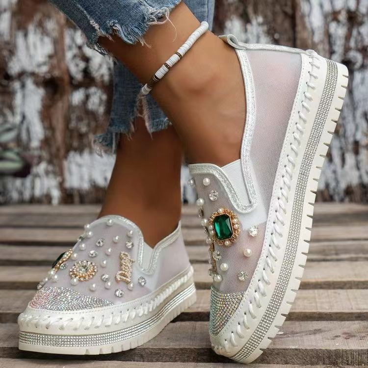 Flat Bottom Comfortable Rhinestone Shoes