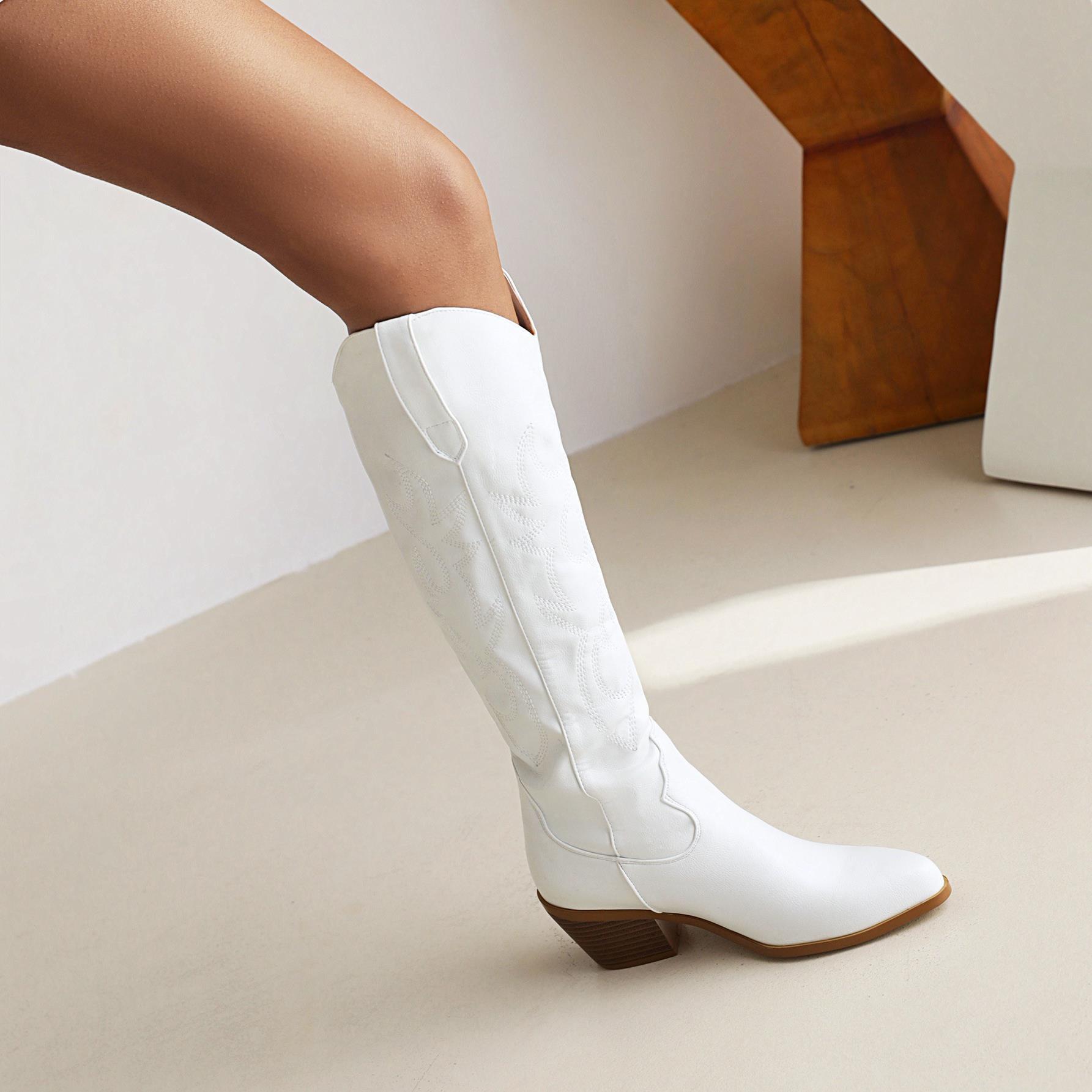 Pointed-Toe Knee High Boots
