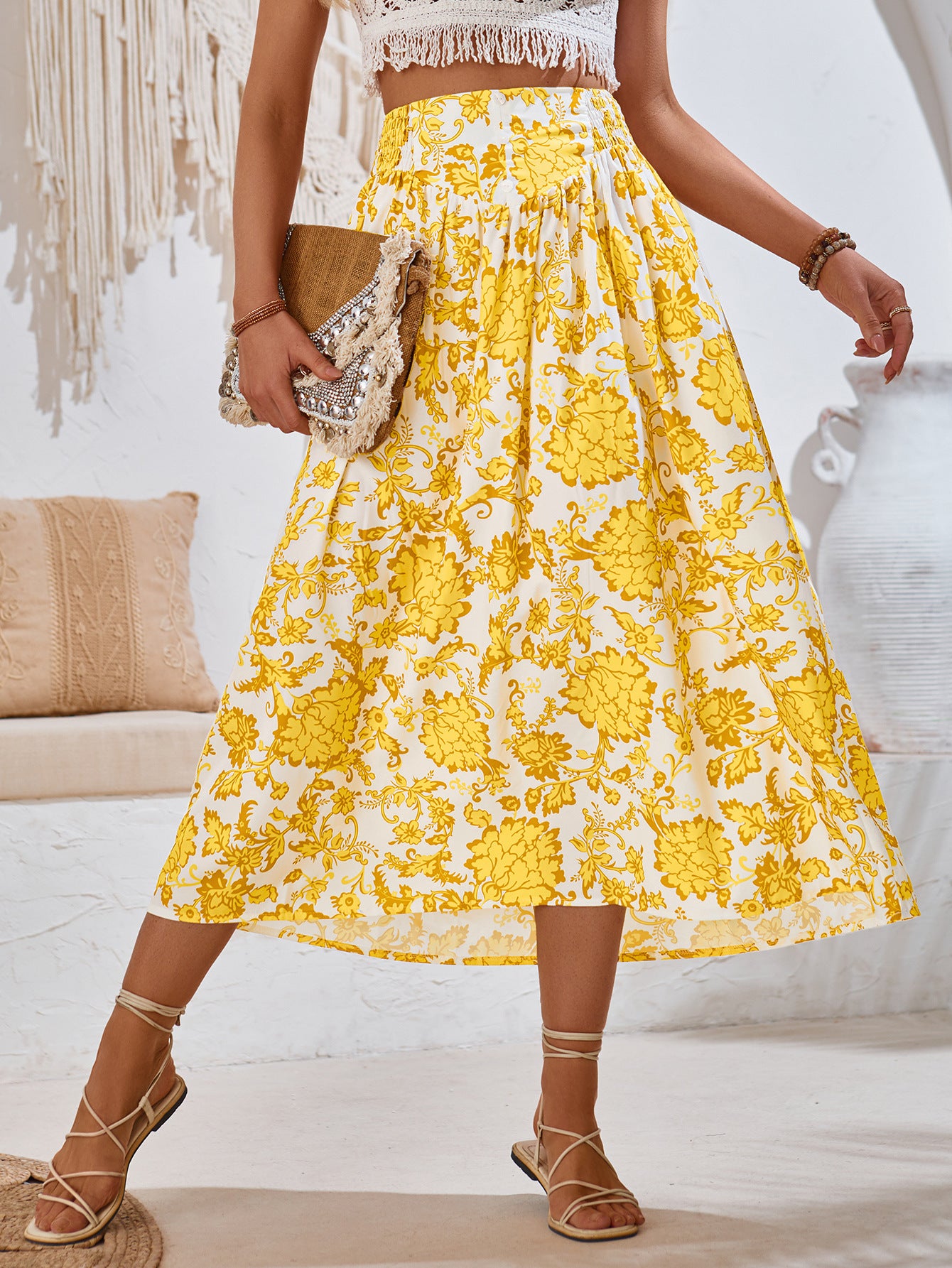 Floral Midi Summer Skirt