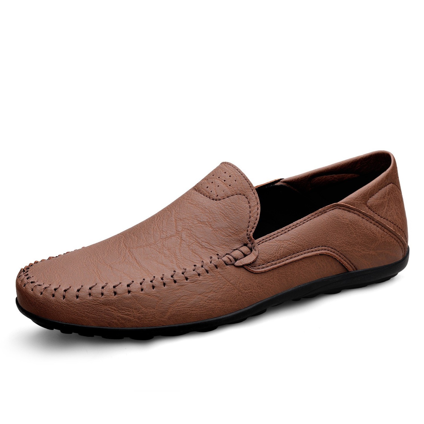 Pure Color Genuine Leather Comfortable Leather Moccasins Men