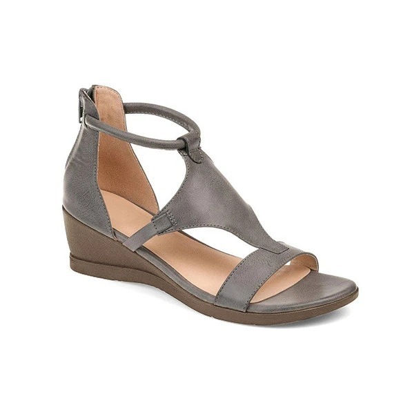 Orthopedic Leather Sandals with Heel