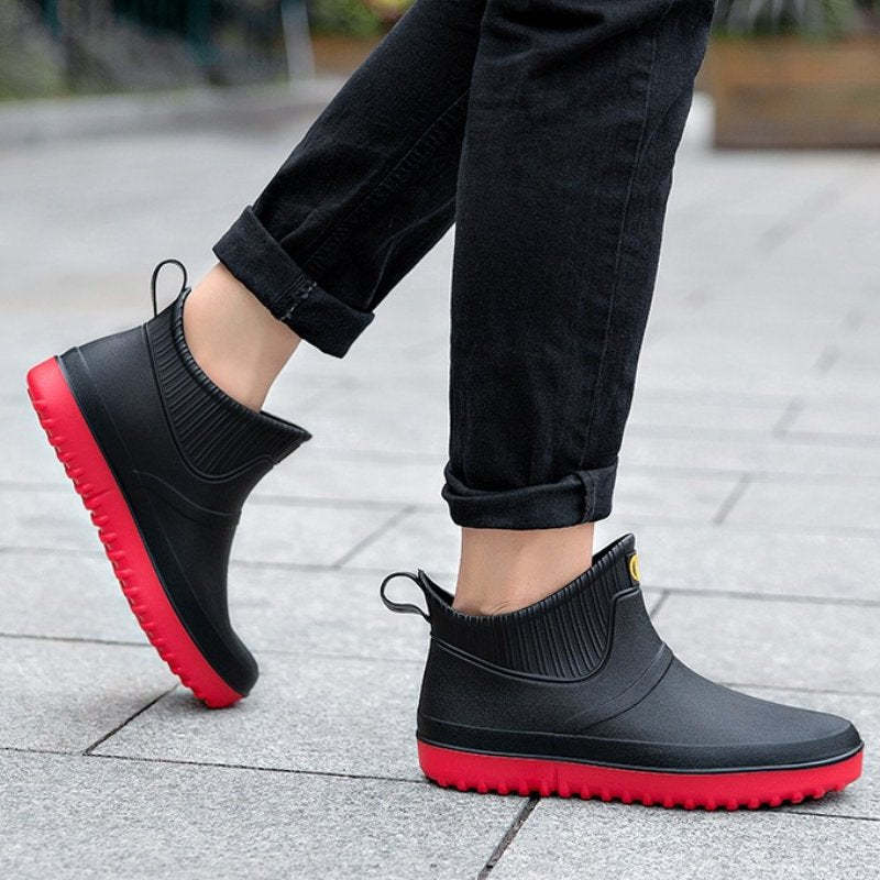 Men Rain Ankle Boots Slip-on Nonskid Orthopedic Shoes