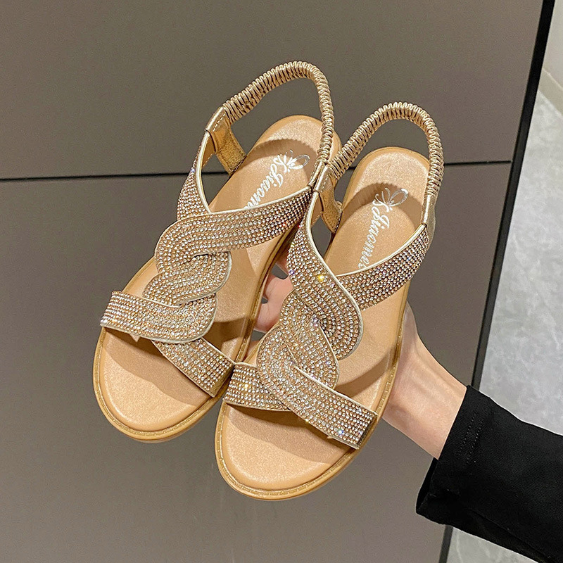 Rhinestone Wedge Sandals