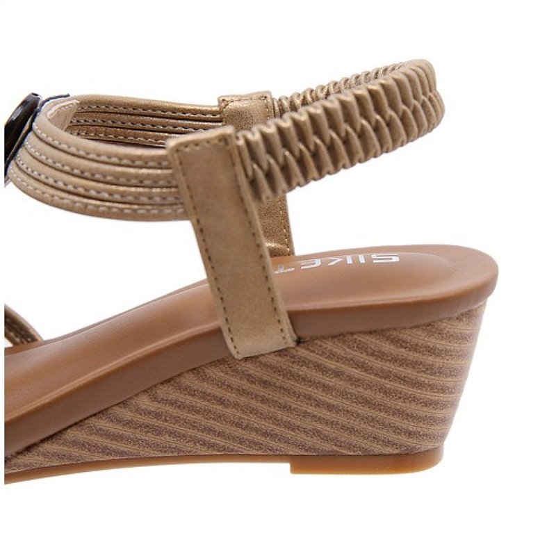 Arch Support Sandals Women Woody Design Rhinestones Open Toe Wedge Summer Beach Trendy