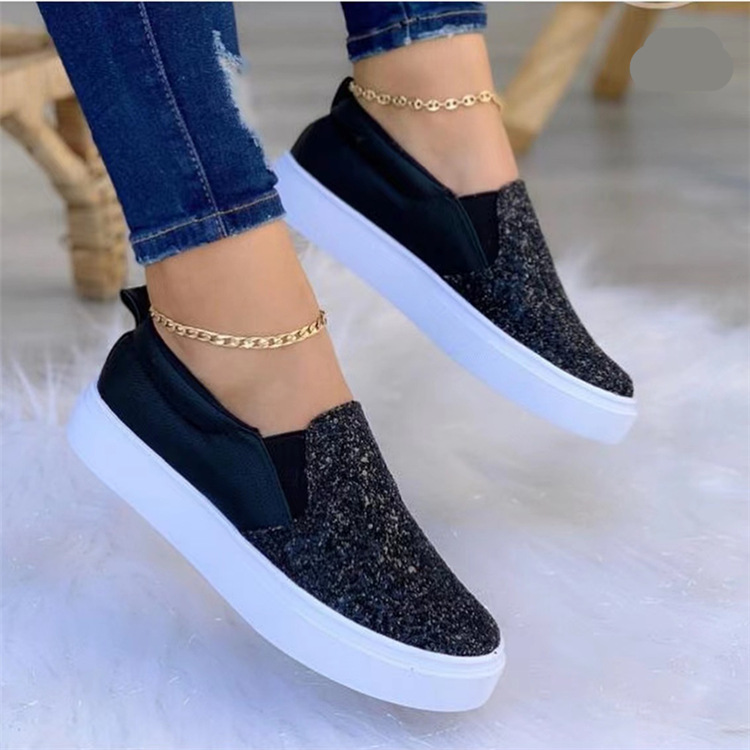 Sequin Thick Sole Lefu Shoes Loafers