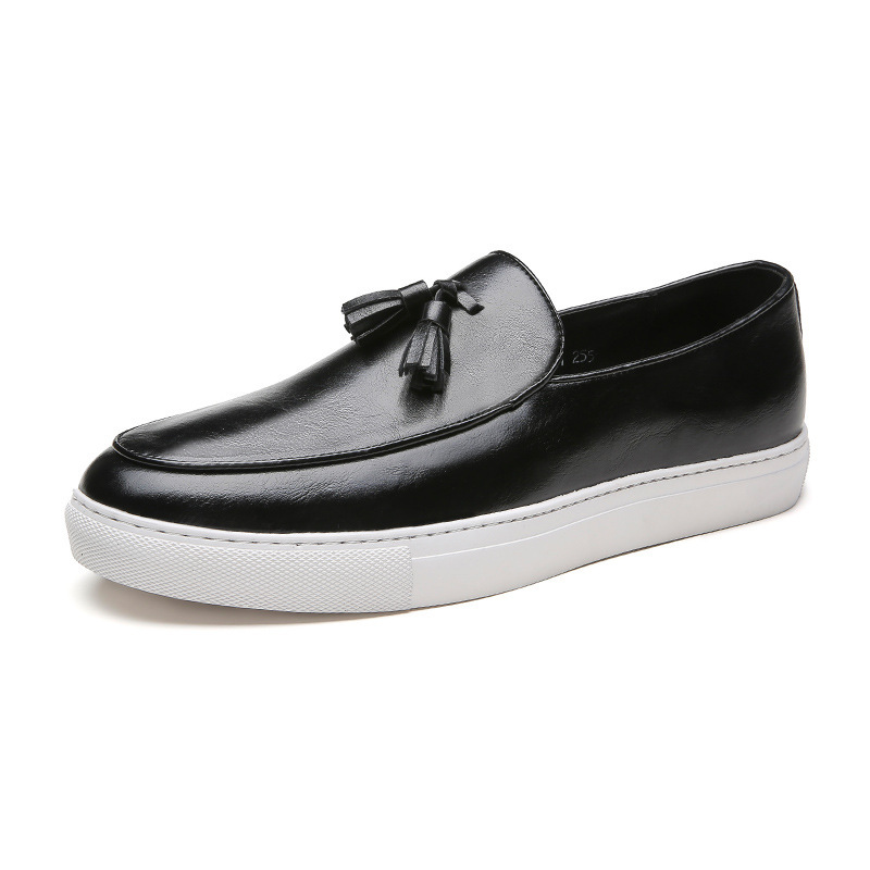 Men’s Slip-On Loafers - Leather Upper - Tassel Detail - Comfortable Rubber Sole