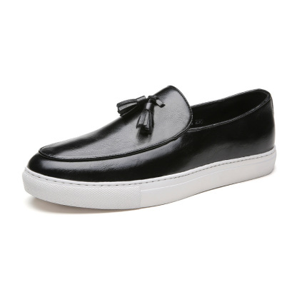 Men’s Slip-On Loafers - Leather Upper - Tassel Detail - Comfortable Rubber Sole