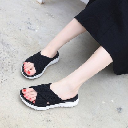 Women Orthopedic Sandals Mesh Anti-slip Broad Strap Beach Flat Sildes