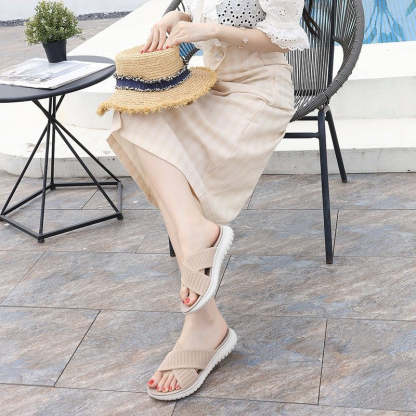 Women Orthopedic Sandals Mesh Anti-slip Broad Strap Beach Flat Sildes
