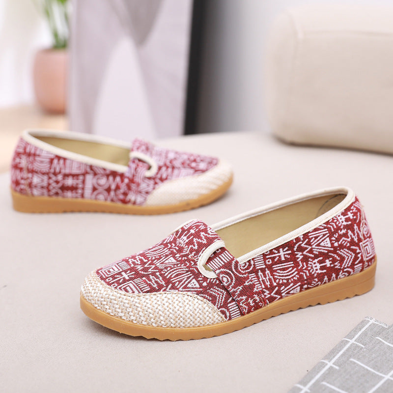 Owlkay Spring New Women's Shoes Soft Sole Non-slip Canvas Shoes Women's Shoes Beef Tendon Sole Mother's Shoes