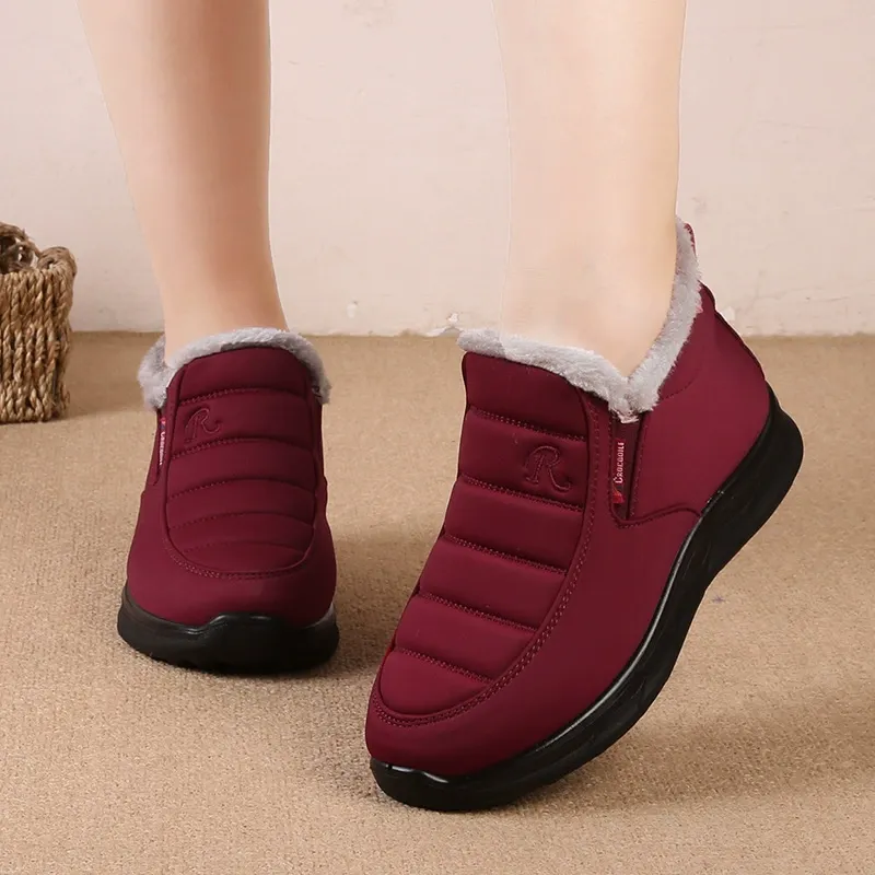 Ergonomic Shoes Winter Non-slip Waterproof Snow Plush Ankle Boots