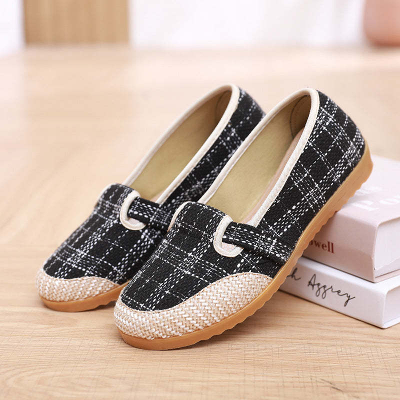 Owlkay Spring New Women's Shoes Soft Sole Non-slip Canvas Shoes Women's Shoes Beef Tendon Sole Mother's Shoes