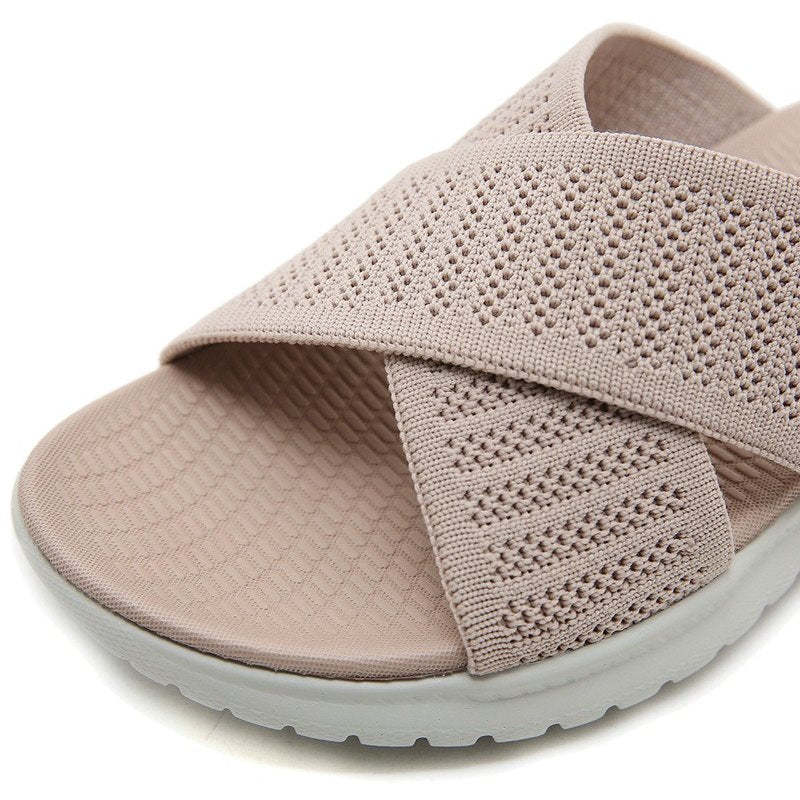 Women Orthopedic Sandals Mesh Anti-slip Broad Strap Beach Flat Sildes