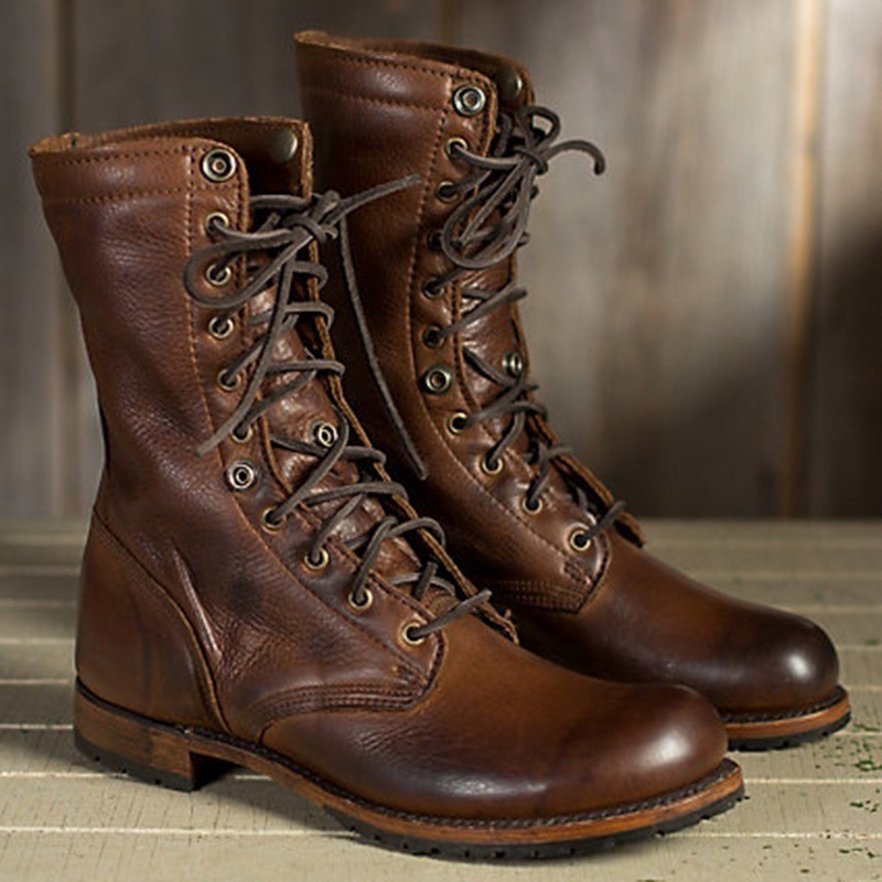 Riding Boots Motorcycle Vintage Combat Boots for Women and Men