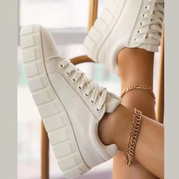 Camouflage Print Platform Lace-up Canvas Sneakers