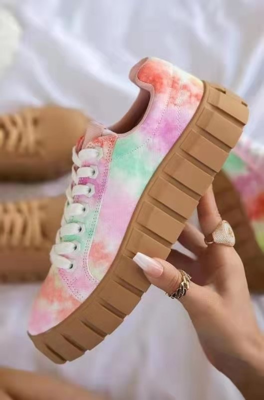 Camouflage Print Platform Lace-up Canvas Sneakers
