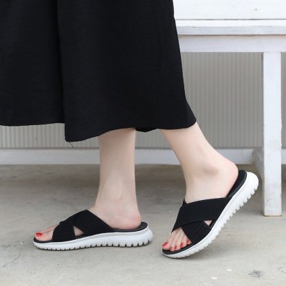 Women Orthopedic Sandals Mesh Anti-slip Broad Strap Beach Flat Sildes