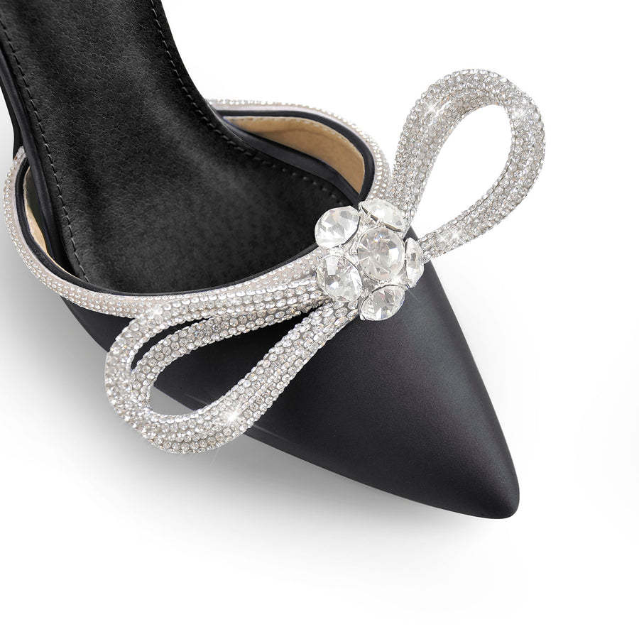 Rhinestone Bow High Heels Sandals