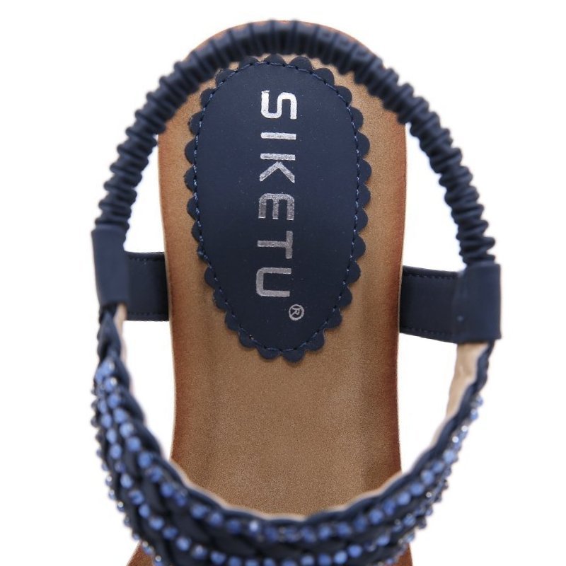 Wedge Orthopedic Sandals Women Boho Floral Rhinestoned Sandals Ankle Strap Summer