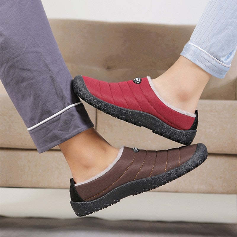Fur Slippers For Men Waterproof Indoor And Outdoor Winter Slides